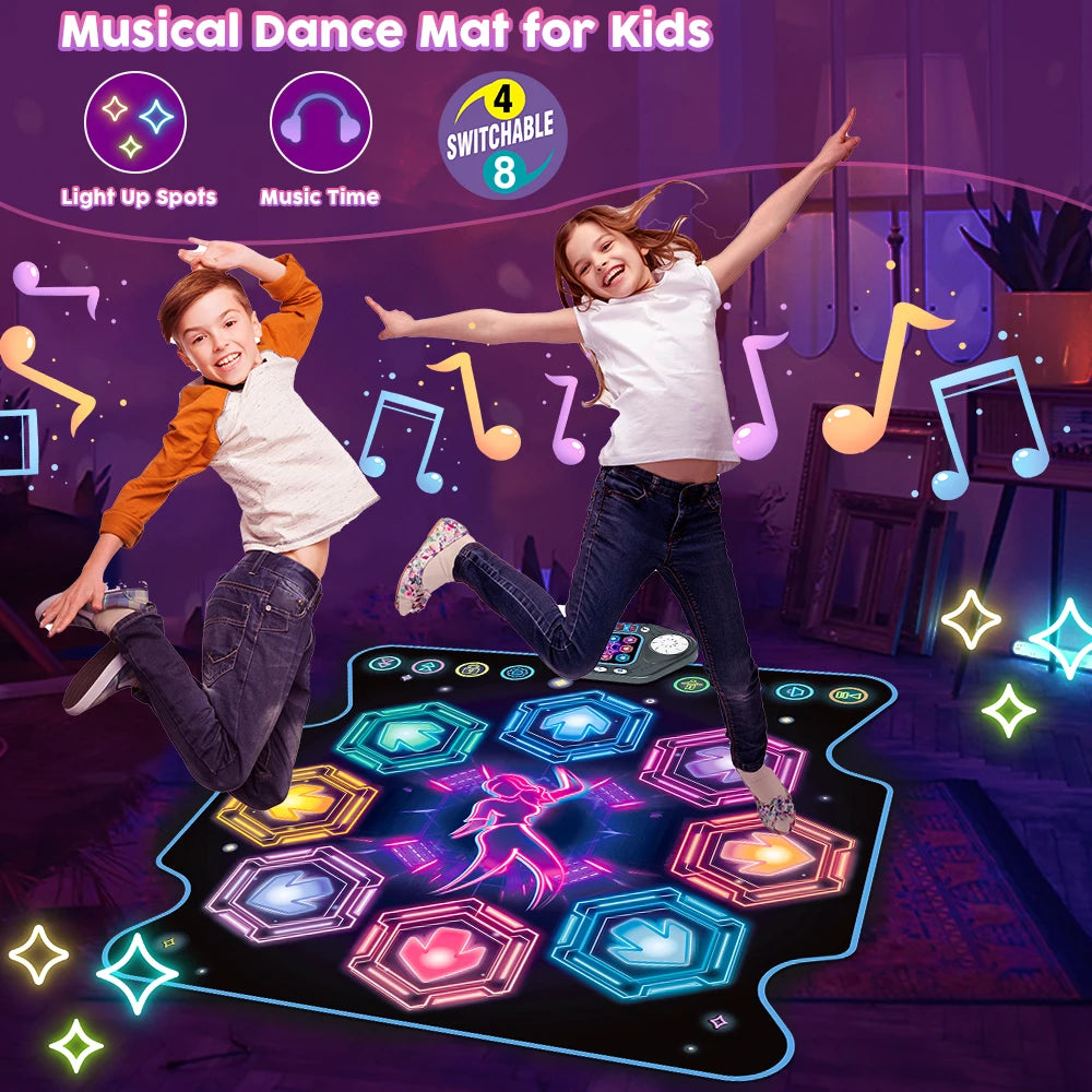 🎵 Dance Mat for Kids – 27 Levels, 8 LED Keys, Bluetooth Music Play Mat with 5 Game Modes, Built-in Songs (Ages 3+)
