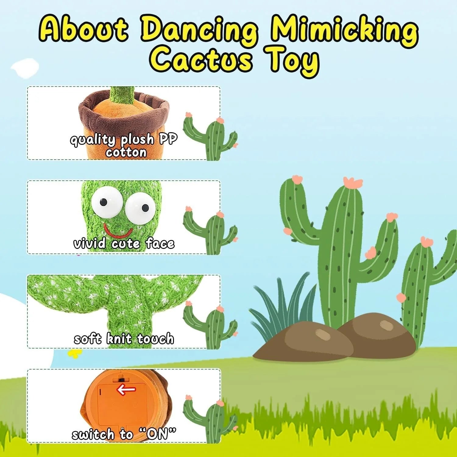 🌵 Dancing Cactus Plush Toy Doll – Electronic Recording, Singing &amp; Dancing Funny Gift (US Version)