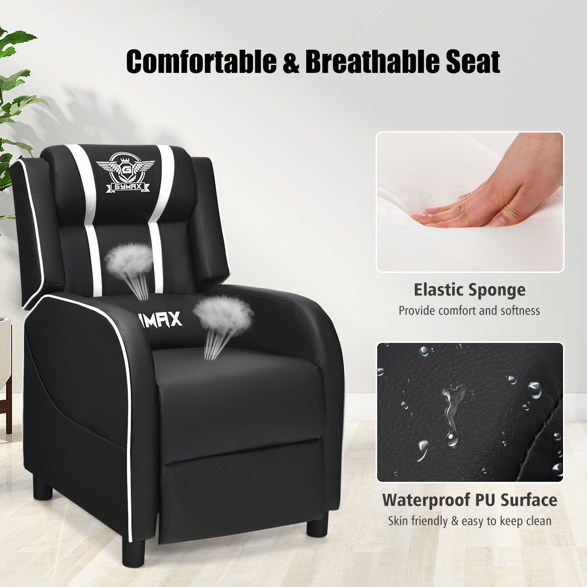 Massage Gaming Recliner Chair with Side Pockets – Ergonomic Comfort for Gamers &amp; Relaxation
