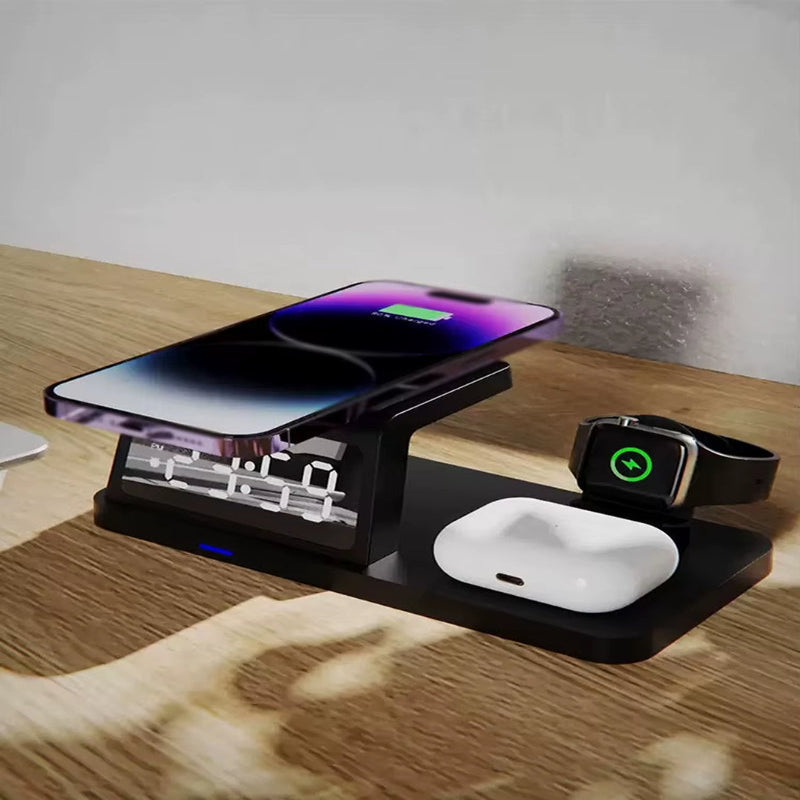 PowerHub Pro 3-in-1: Fast Wireless Charger, Smart Clock &amp; Alarm – All in One Sleek Device