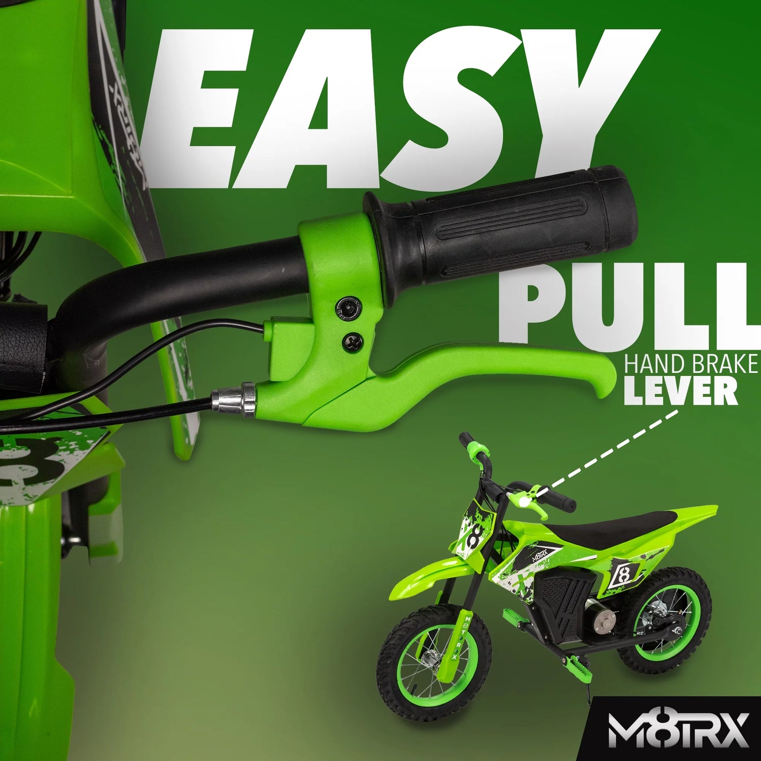 12V Mini Electric Dirt Bike for Kids – Battery-Powered Ride-On Motorcycle, Ages 5+ | Green