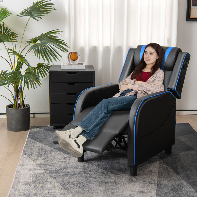 PU Leather Massage Gaming Recliner Chair with Side Pockets – Ergonomic Comfort for Gamers &amp; Relaxation Seekers
