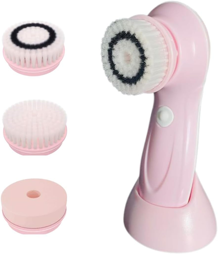 Electric Face Brush – Advanced Facial Cleansing &amp; Massaging Tool with 3 Interchangeable Heads &amp; 2 Speeds