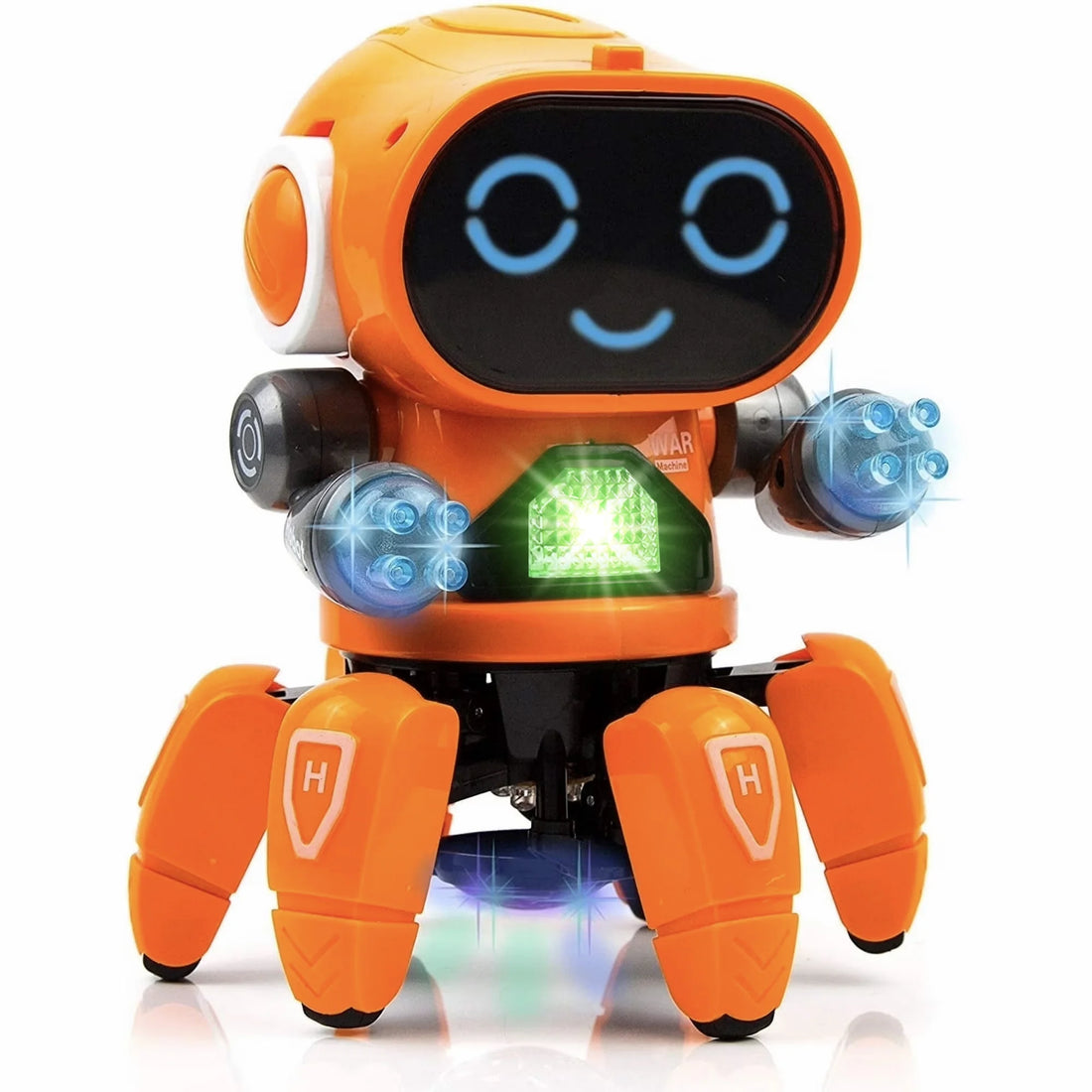 Intelligent Robot Toy for Kids – Walking, Dancing, Flashing Lights &amp; Music, Ages 3–12, Birthday Gift for Boys &amp; Girls (Orange)