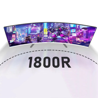 🖥️ 27-Inch Curved Monitor – 100Hz, FHD 1080P, 1800R Curvature, Frameless Design, Built-In Speakers – White