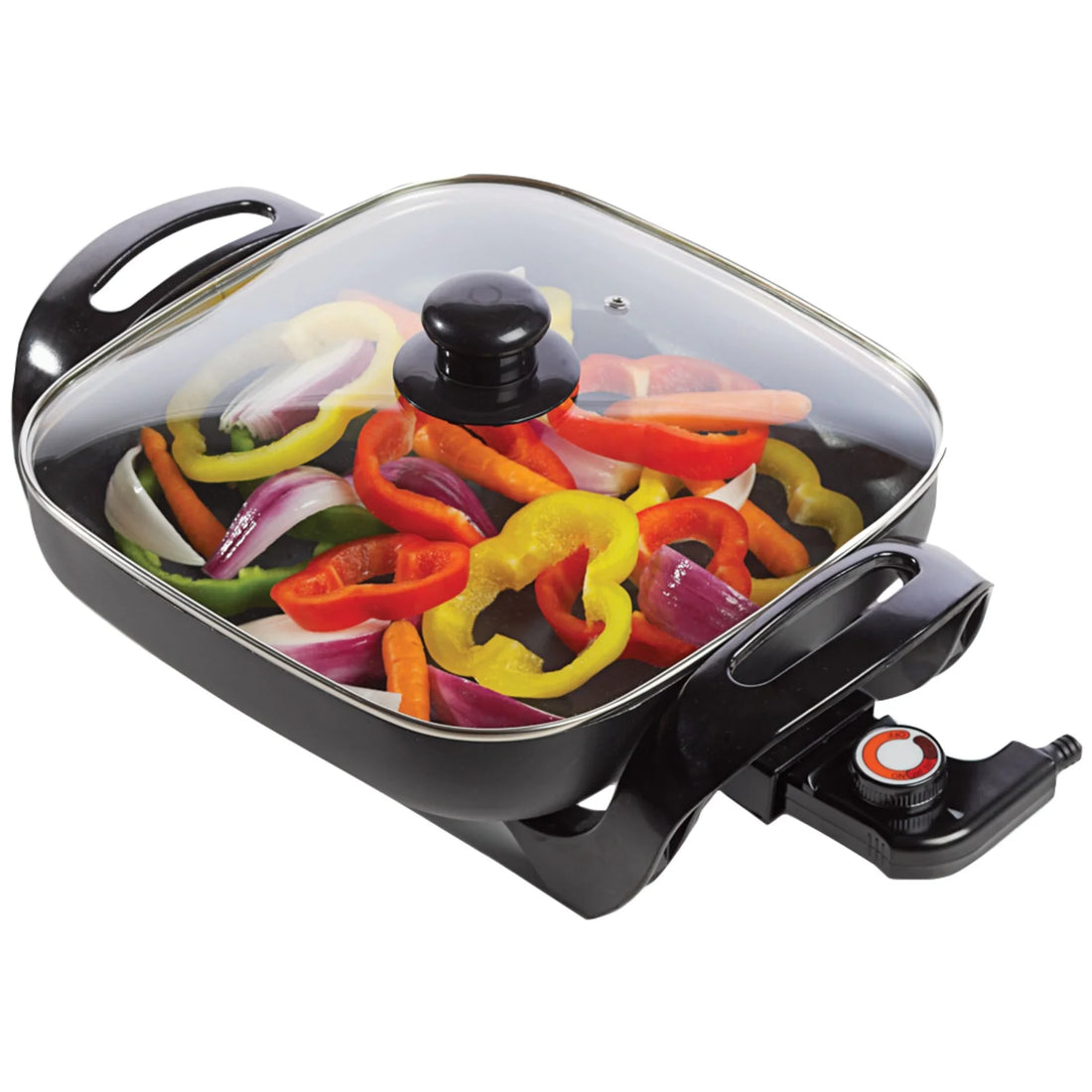 Nonstick Electric Skillet with Glass Lid – 12” 1,300W High-Power Skillet for Easy Cooking