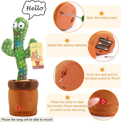 🌵 Dancing Cactus Plush Toy Doll – Electronic Recording, Singing &amp; Dancing Funny Gift (US Version)