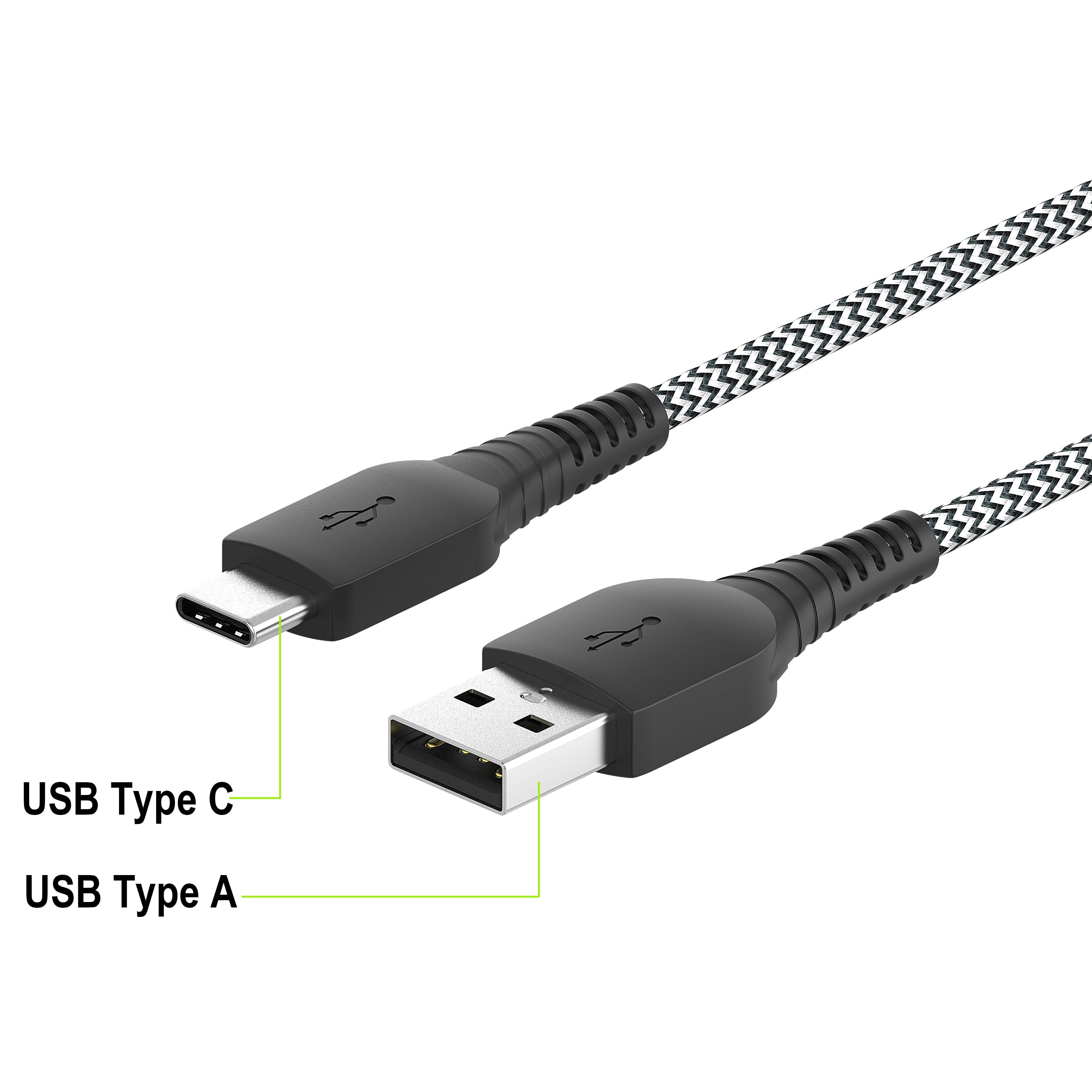 6Ft USB-C to USB-A Braided Charging Cable | USB-IF Certified | Durable Black Nylon | Compatible with iPhone 16/15 Series, Samsung Galaxy, Pixel, iPad Pro &amp; More