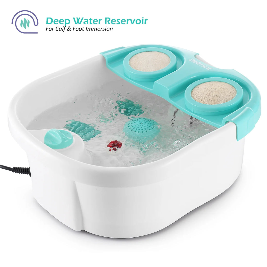 Heated Foot Spa Massager with Bubbles &amp; Vibration – Massage Rollers, Anti-Slip Rubber Feet, Soothing Pedicure Tub for Home Use