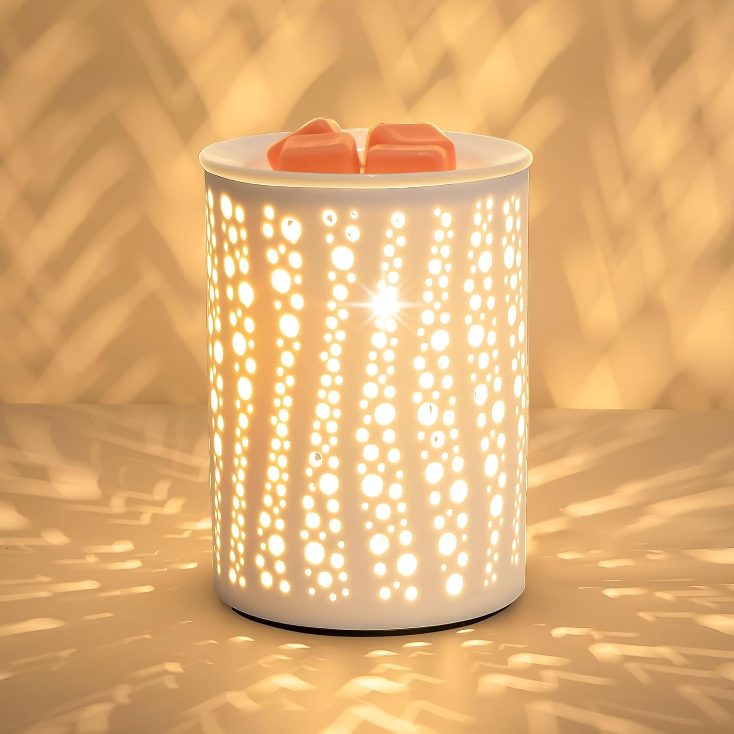 Ceramic Electric Wax Melt Warmer – Fragrance Oil Burner with 2 Bulbs, Gift Box Packaging – Aromatherapy Candle Warmer for Home, Office &amp; Bedroom Decor