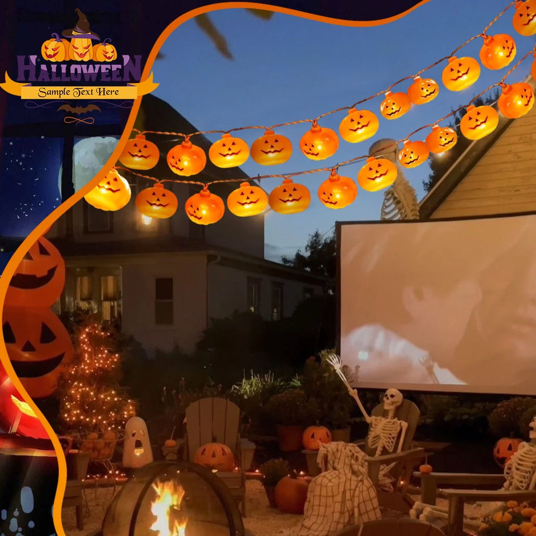 Halloween Pumpkin String Lights – 40 LED Lights, 19.7 Ft, Halloween &amp; Thanksgiving Party Decor
