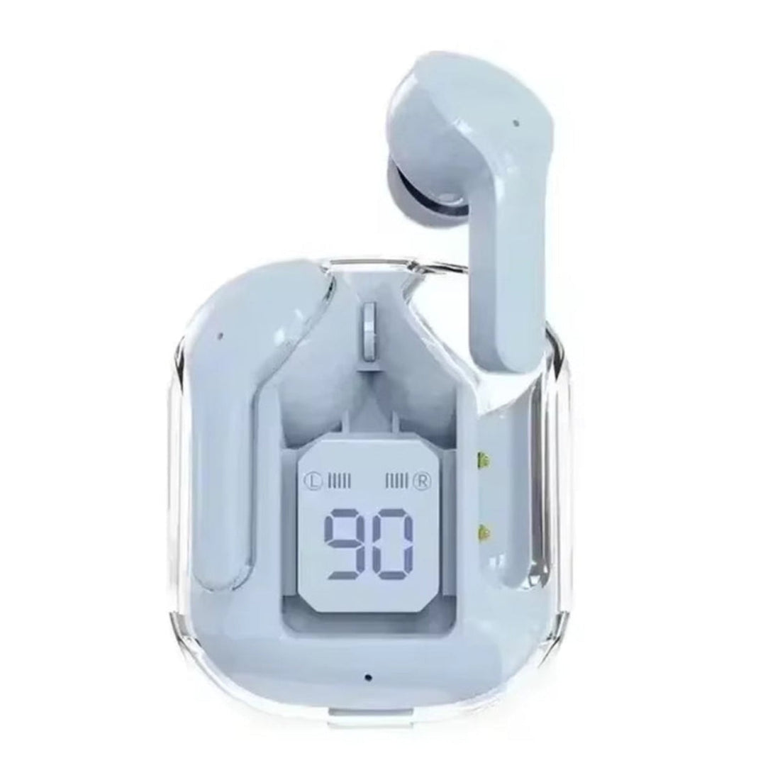 CrystalBeats BT30: Transparent TWS Bluetooth 5.3 Earbuds with Digital Display &amp; Noise Canceling