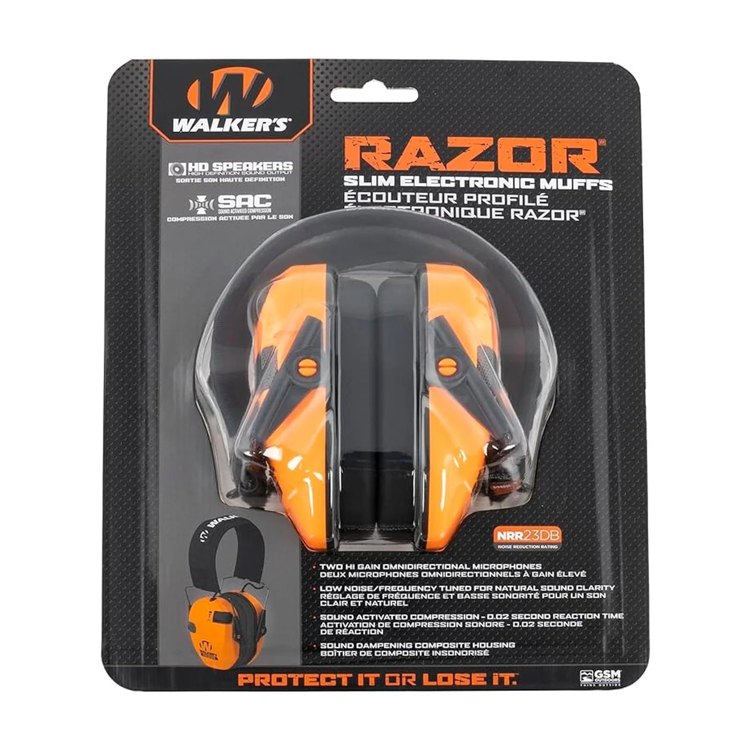 Walkers Razor Digital Slim Electronic Low-Profile Headband Ear Muffs – Noise-Reducing Hearing Protection with Dual Microphones