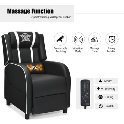 Massage Gaming Recliner Chair with Side Pockets – Ergonomic Comfort for Gamers &amp; Relaxation