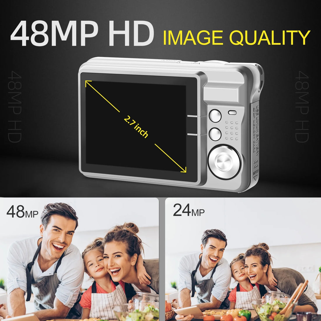 Kids Digital Camera – 48MP Mini Compact Camera with 8X Digital Zoom, 2.7&quot; FHD Screen, Pocket-Sized Fun