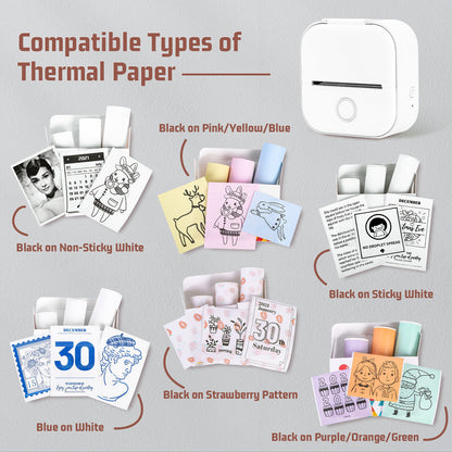 Phomemo T02 Mini Thermal Printer – Portable Pocket Bluetooth Printer for Photos, Labels &amp; Stickers
