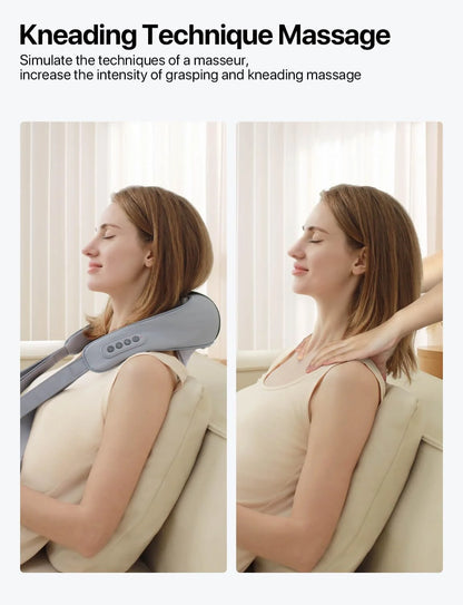 Cordless 4D Shiatsu Neck and Shoulder Massager with Heat – Deep Tissue Kneading Massage for Neck, Back, Legs – Rechargeable, Portable Gift for Men, Women, Mom &amp; Dad