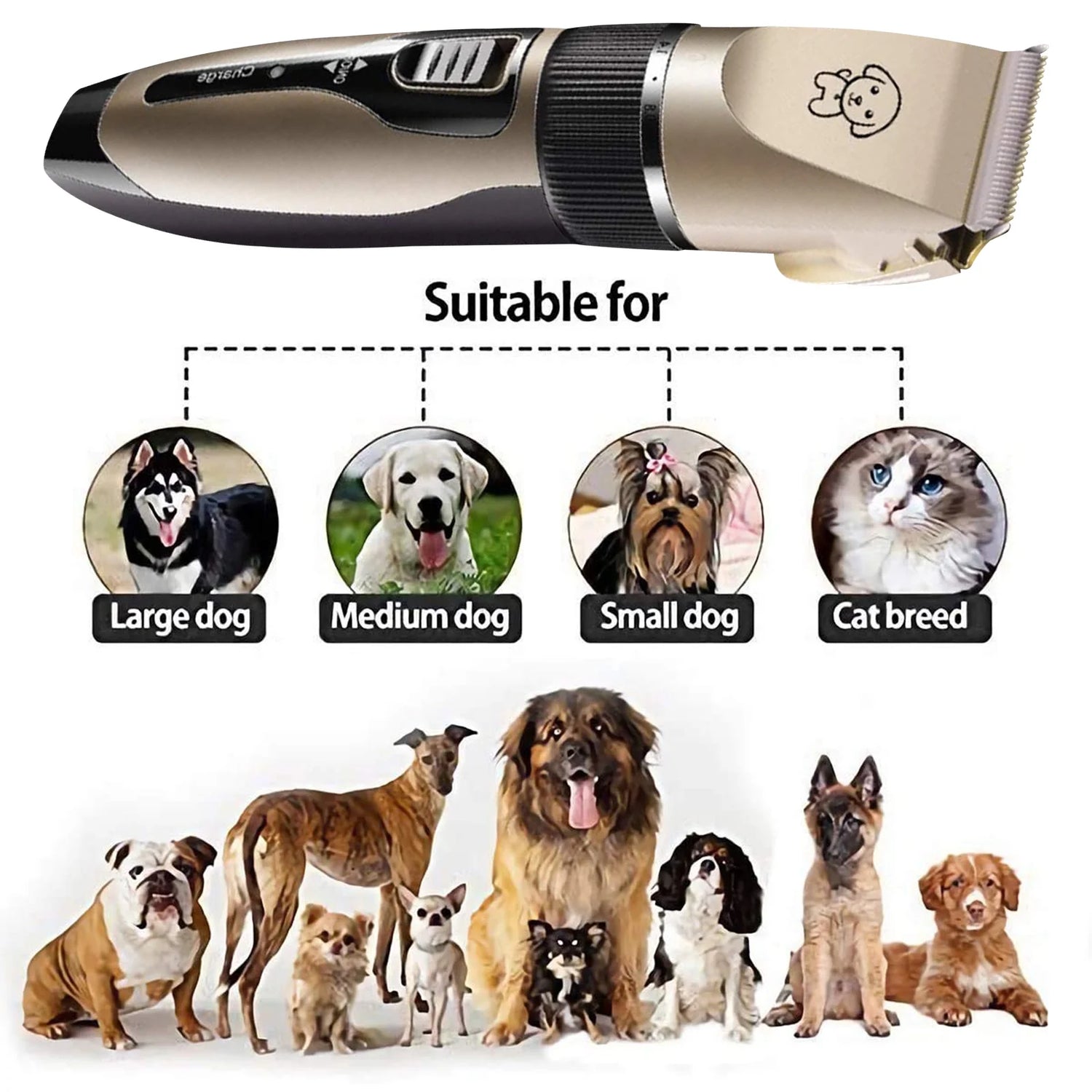 ✂️ Rechargeable Cordless Pet Shaver – Low Noise Dog Clippers with Scissor Comb for Quiet Grooming