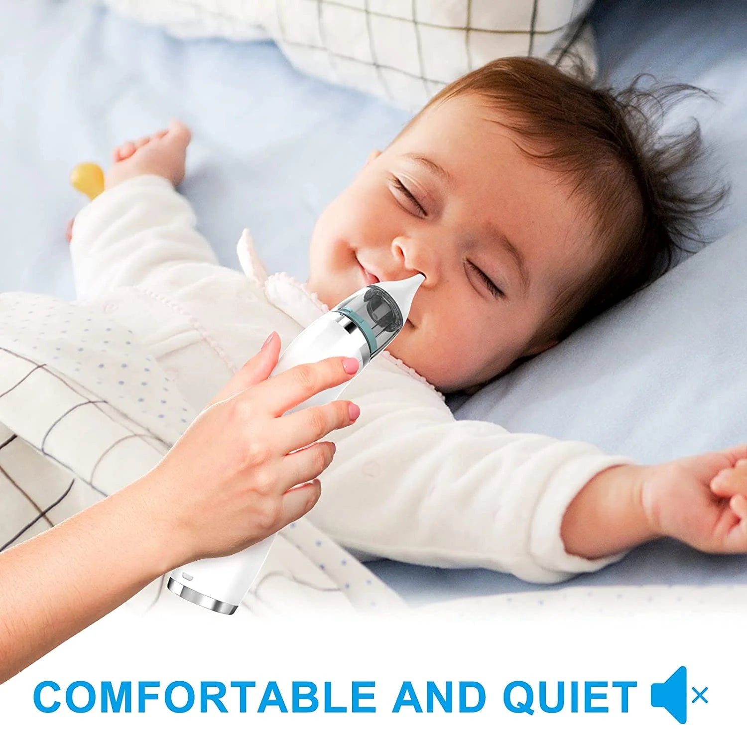 Electric Baby Nasal Aspirator with Music – Automatic Infant Nose Cleaner with 4 Replacement Nozzles, 3 Adjustable Suction Levels &amp; USB Rechargeable