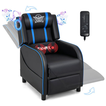 PU Leather Massage Gaming Recliner Chair with Side Pockets – Ergonomic Comfort for Gamers &amp; Relaxation Seekers