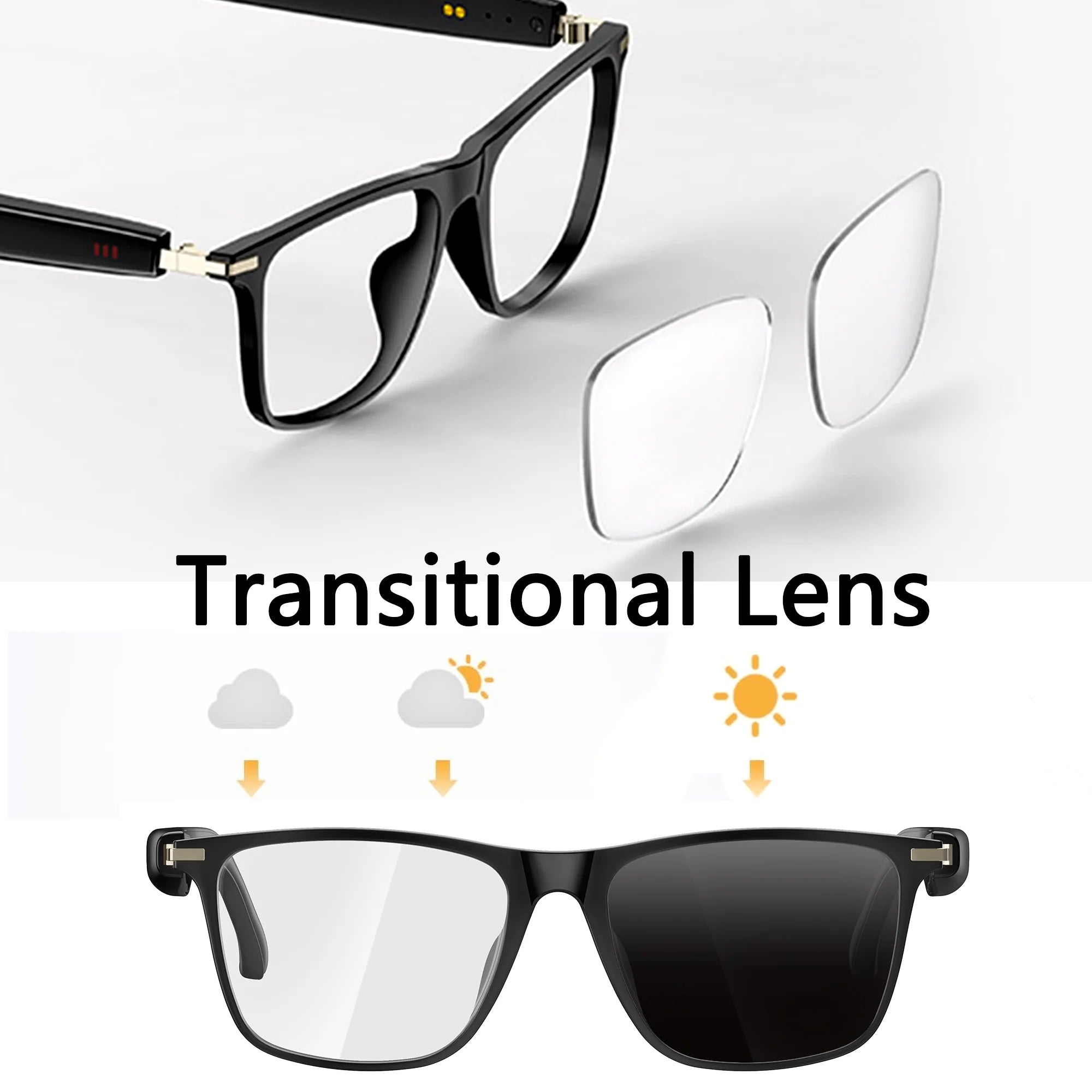 AI Smart Glasses | DeepSeek R1 &amp; Gemini 2.5 Chat Integration | 164 Languages Translation | Bluetooth Music &amp; Calling | Color-Changing Lenses | IP67 Waterproof