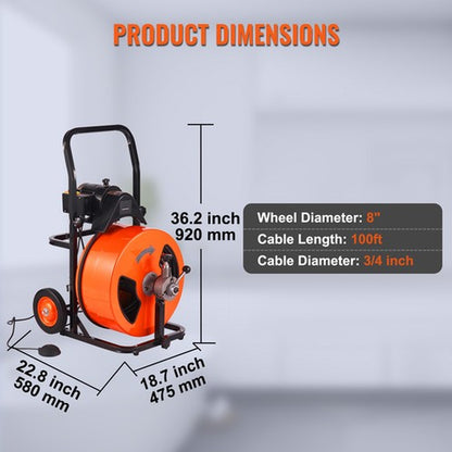 Uimoso Electric Drain Cleaner Machine – Powerful 100 FT Auto Feed Drain Auger