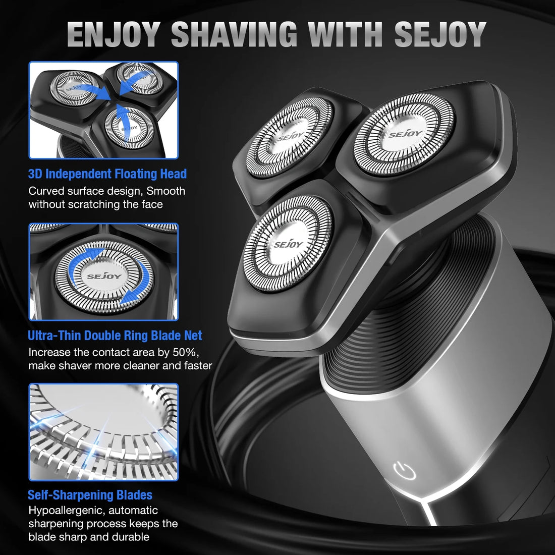 5-in-1 Multi-Function Rechargeable Electric Shaver for Men – Hair Trimmer, Ear &amp; Nose Hair Trimmer, Wet/Dry Use, Cordless, Gray