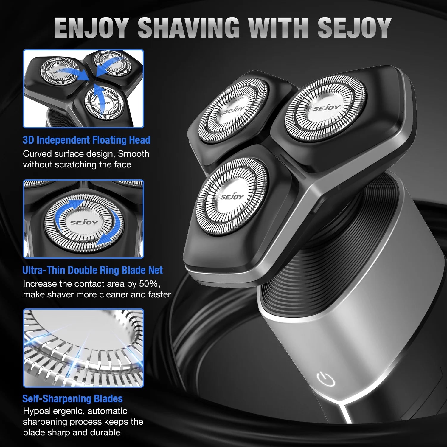5-in-1 Multi-Function Rechargeable Electric Shaver for Men – Hair Trimmer, Ear &amp; Nose Hair Trimmer, Wet/Dry Use, Cordless, Gray
