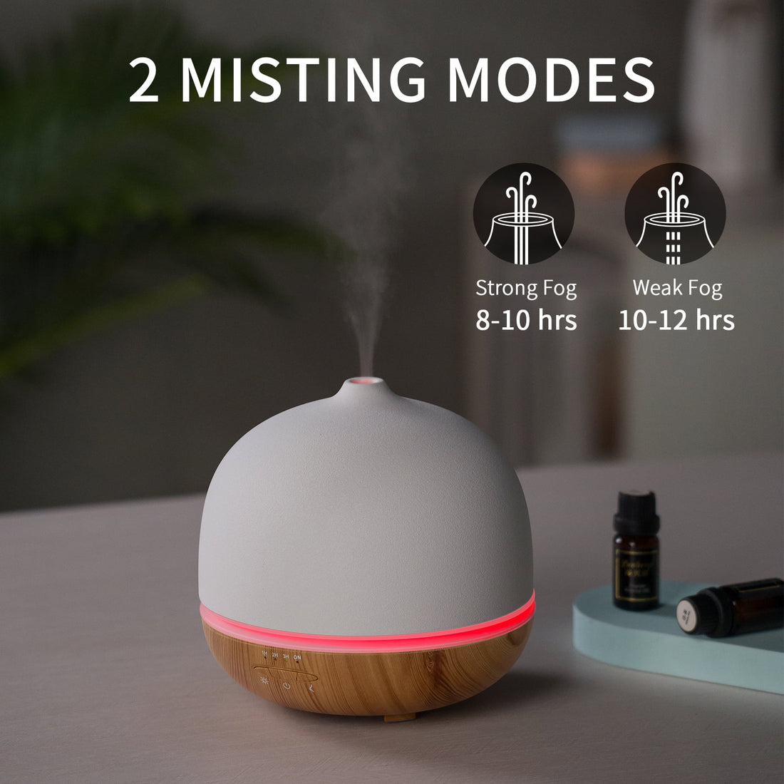 500ml Ceramic Essential Oil Diffuser – Large Room Aromatherapy Cool Mist Humidifier with 10 LED Color Lights &amp; Auto-Off for Home &amp; Office