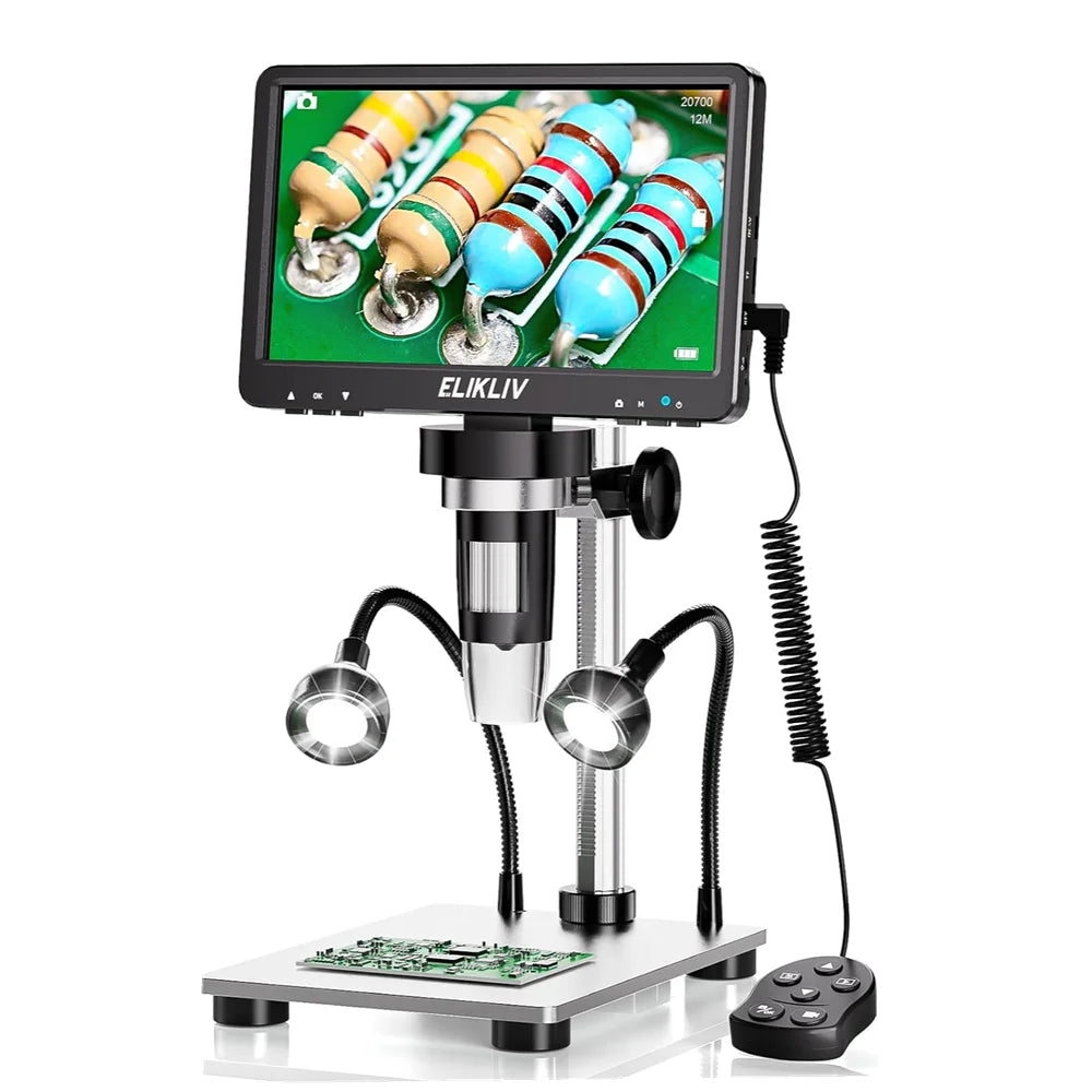 EDM9 7-Inch LCD Digital Microscope – 1200X Magnification, 1080P HD USB Microscope with 10 LED Lights, Ideal for Coins, Electronics &amp; Circuit Inspection