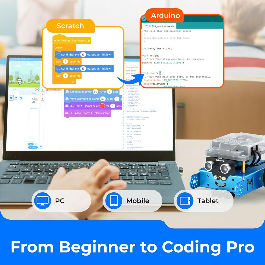 mBot Robot Kit – Robotics &amp; Coding for Kids Ages 8-12 | Learn Scratch &amp; Arduino | STEM Science Toy for Boys &amp; Girls 8+ Blue