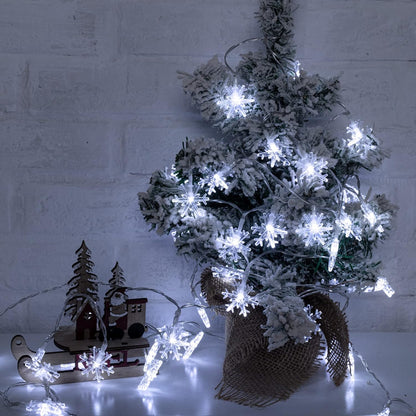 Solar Christmas Snowflake String Lights – 100 LED, 39 Feet, Outdoor Waterproof Fairy Lights with 8 Lighting Modes, Pure White