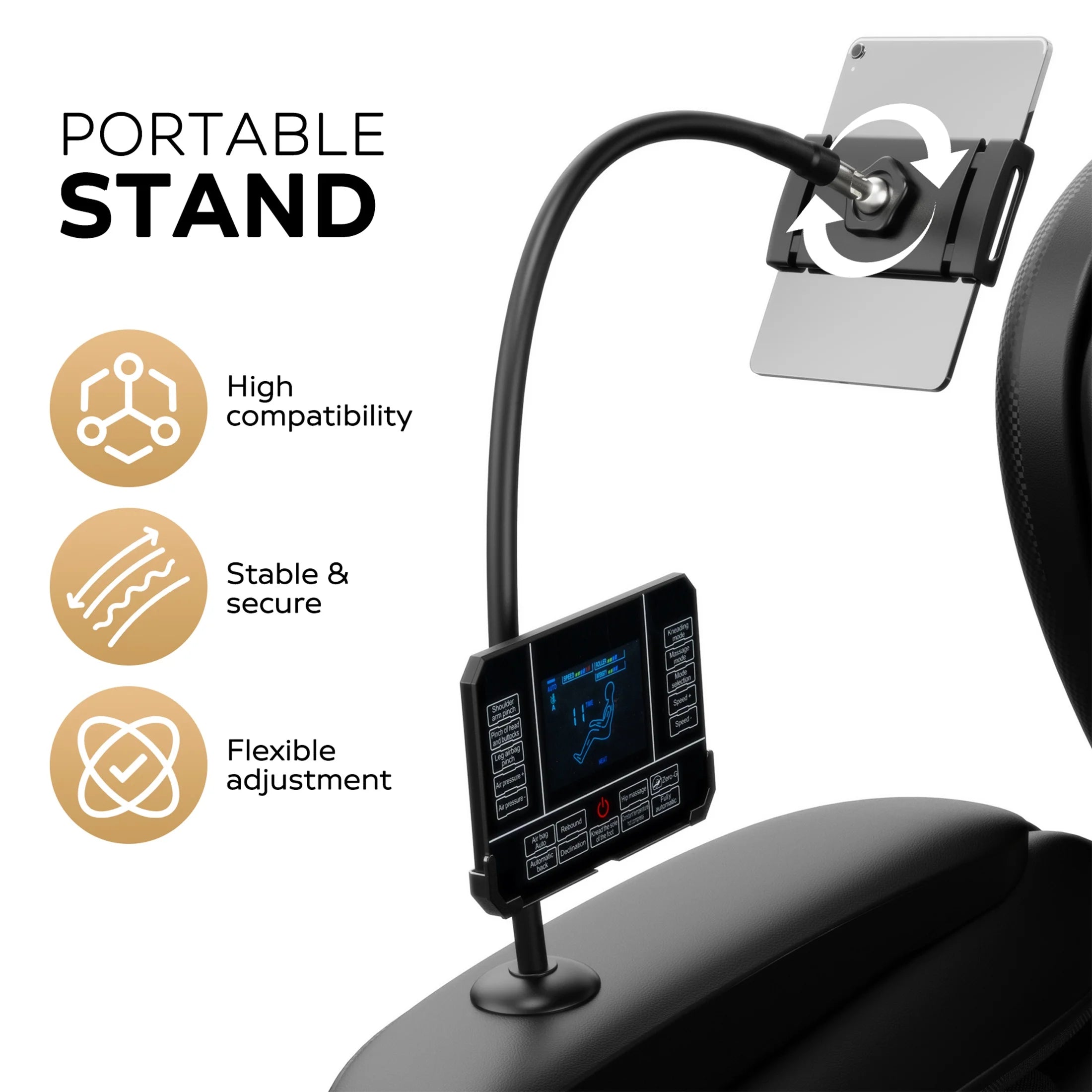 Massage Chair, Full Body Zero Gravity Massage Chair Electric Recliner Chair with Airbag Massage, Heat, Retractable Footstool, Bluetooth Audio Connection and Portable Stand, Black