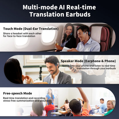 🎧 AI Translation Earbuds Real-Time – Wireless Bluetooth Headphones, 144 Languages Two-Way Translator, iOS &amp; Android Compatible, for Travel, Business, Learning &amp; Sports