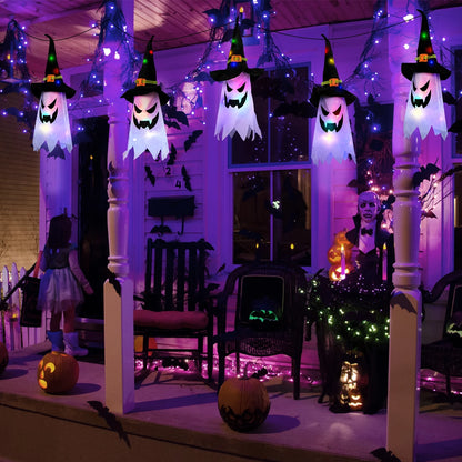 🎃 5 Pcs Halloween Lights – Glowing Ghost &amp; Witch Hat Decorations  Indoor &amp; Outdoor Halloween Decor Ornaments for Home, Garden, Yard