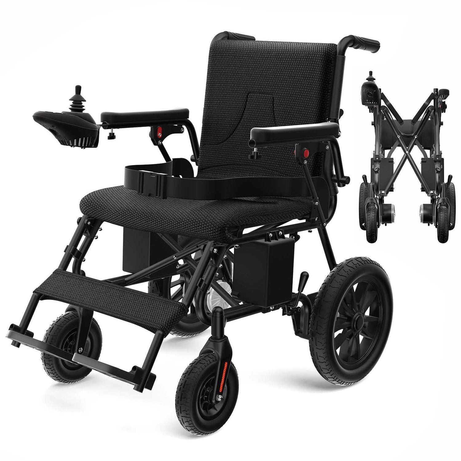 Foldable Electric Wheelchair – Long-Range 20+ Mile Motorized Power Chair with 360° Joystick, All-Terrain Smart Mobility Scooter, Black