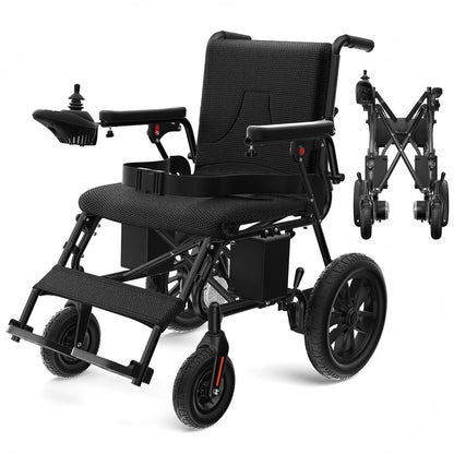Foldable Electric Wheelchair – Long-Range 20+ Mile Motorized Power Chair with 360° Joystick, All-Terrain Smart Mobility Scooter, Black