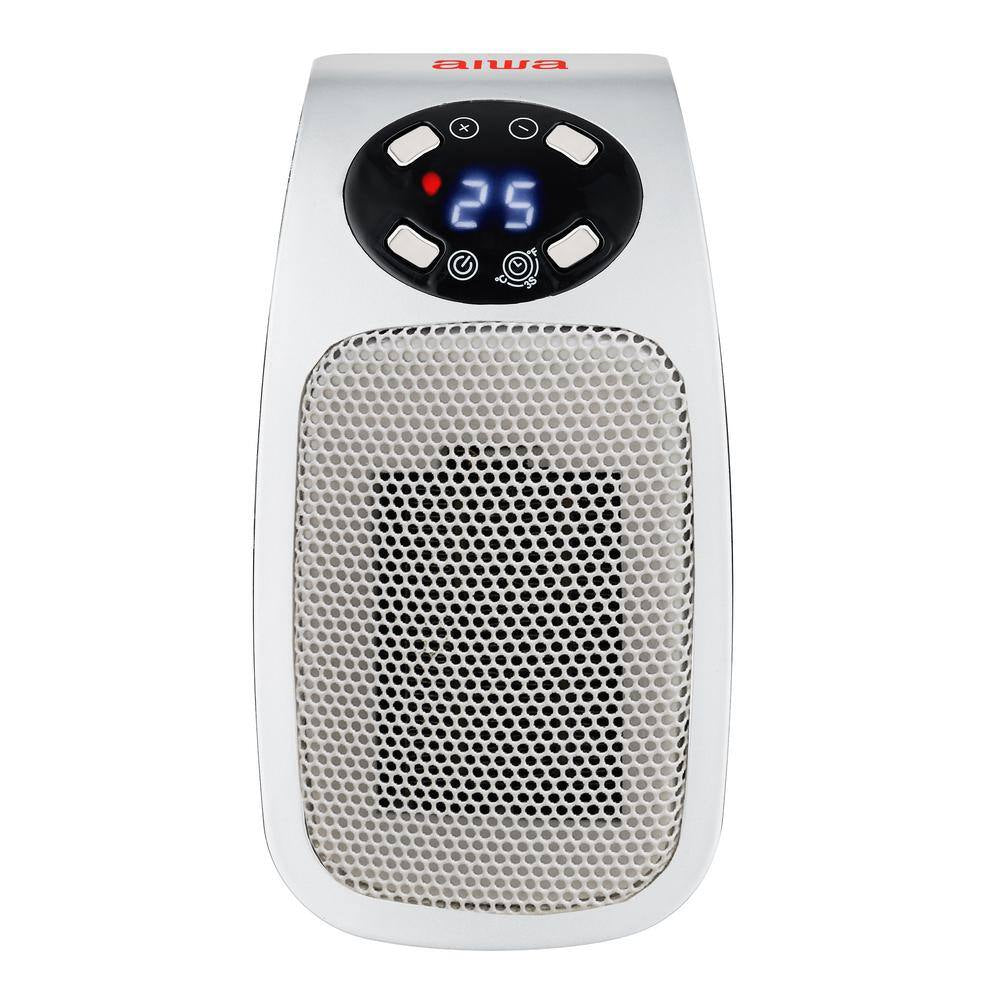 7.87&quot; Electric Outlet Ceramic Plug-In Space Heater – 400W, LCD Digital Display, 24-Hour Timer, Compact &amp; Energy Efficient