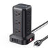 Power Strip Tower – 12 Outlets with 4 USB Ports, Surge Protector Charging Station with 6.5Ft Extension Cord (Black)