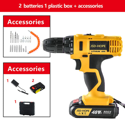 Electric Hand Drill &amp; Hammer Drill — Rechargeable Lithium Battery Powered Handgun Drill