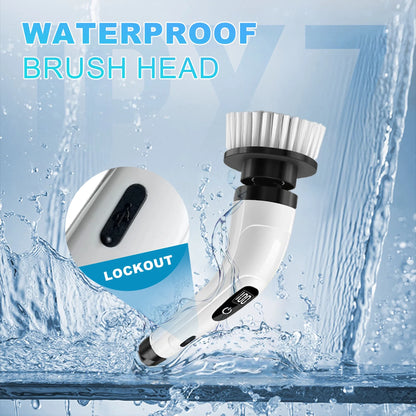 🧼 Electric Spin Scrubber – Cordless Cleaning Brush with 8 Interchangeable Heads &amp; Extendable Handle for Bathroom, Kitchen, Tile, and Floor Cleaning