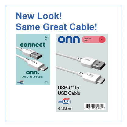 (3-Pack) 6Ft USB-C to USB-A Charging Cable | USB-IF Certified | Fast Charge &amp; Sync | Durable White Cables for Phones, Tablets &amp; More