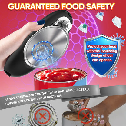 Electric Can Opener – One Touch Button, Battery Operated, Cordless, Hands-Free, Smooth Edge