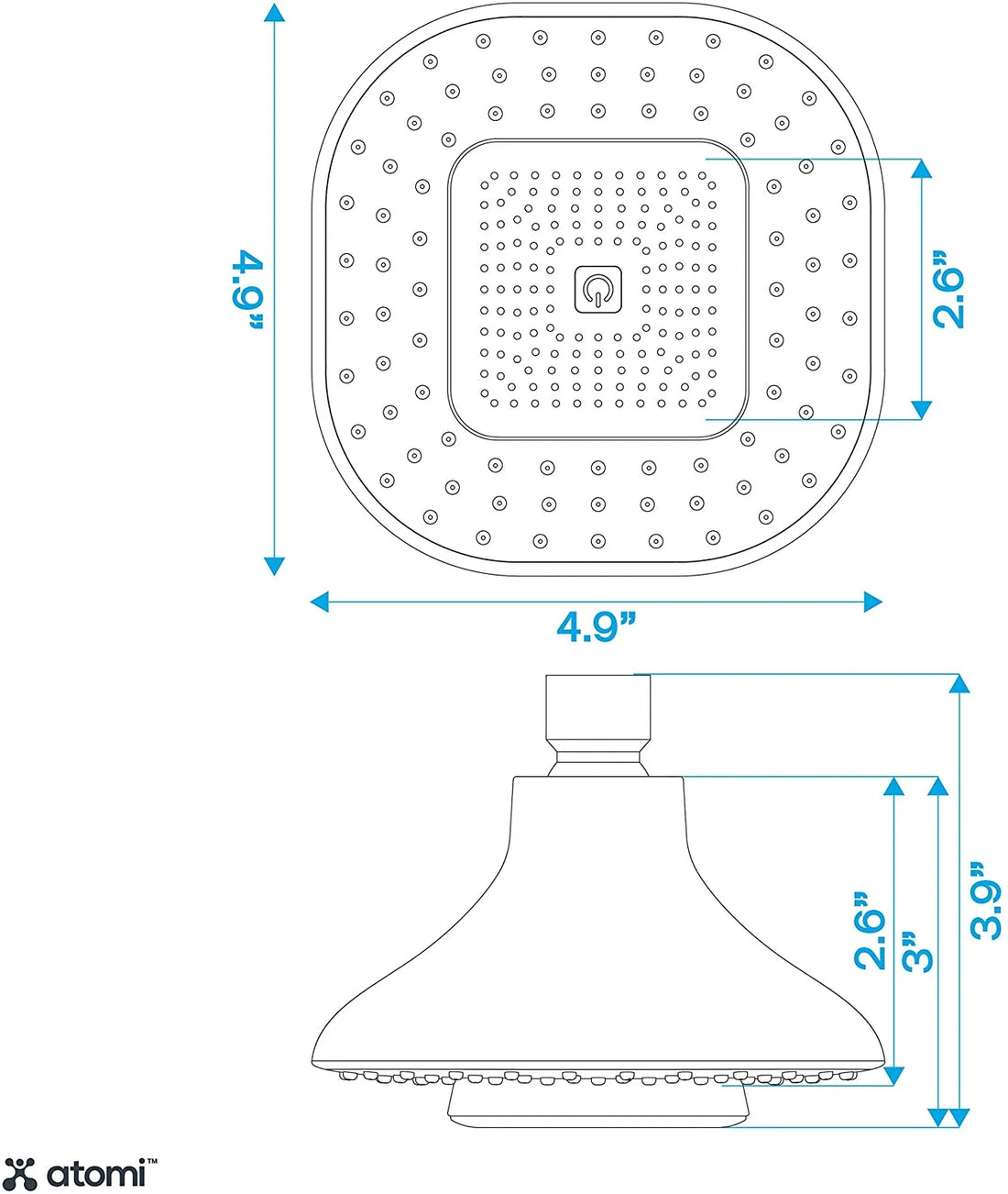 🚿 4.9” White Showerhead with Removable Magnetic Bluetooth Speaker – Model AT1490