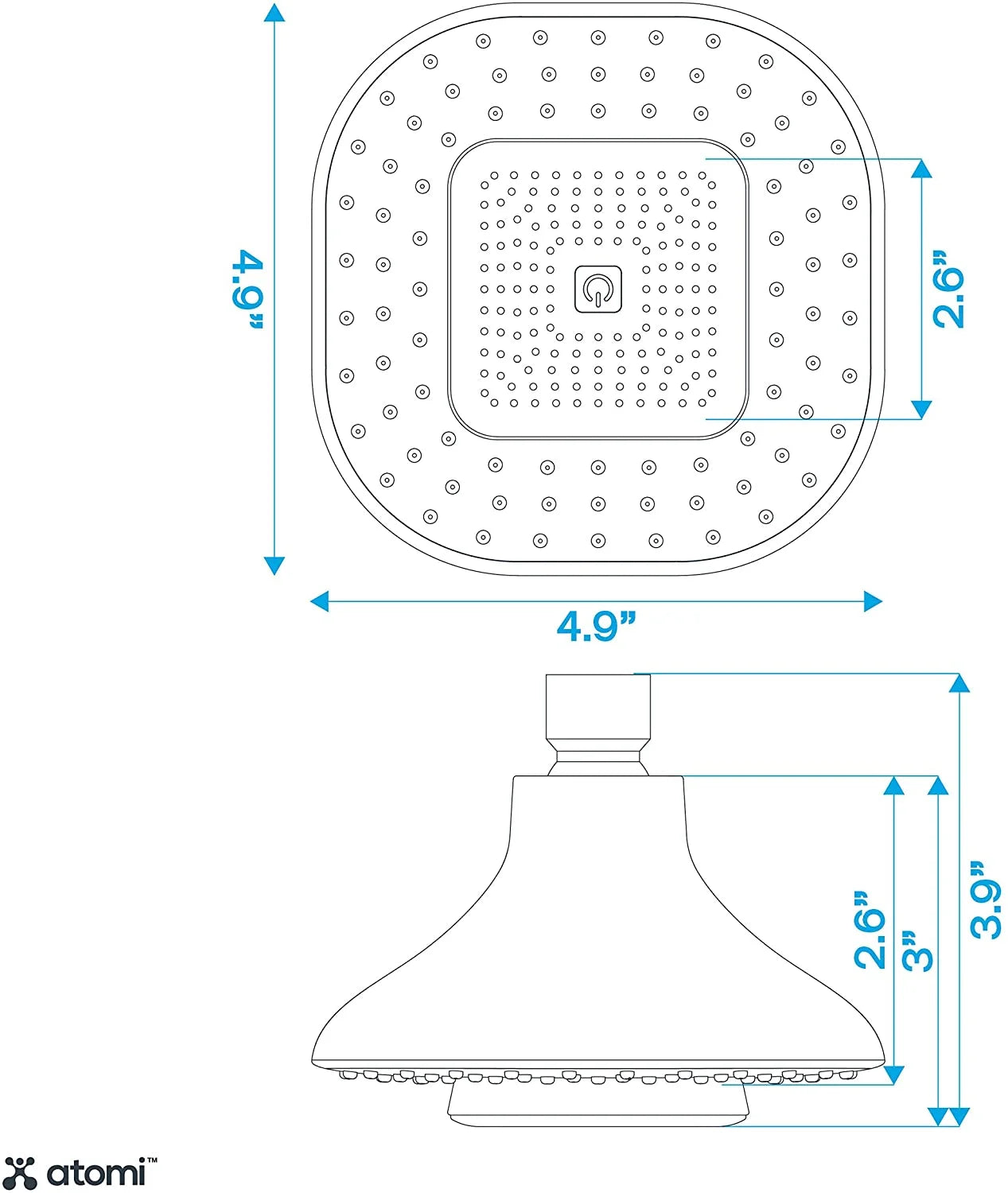 🚿 4.9” White Showerhead with Removable Magnetic Bluetooth Speaker – Model AT1490