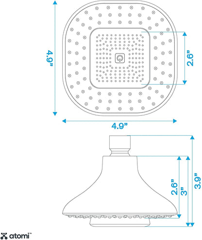 🚿 4.9” White Showerhead with Removable Magnetic Bluetooth Speaker – Model AT1490