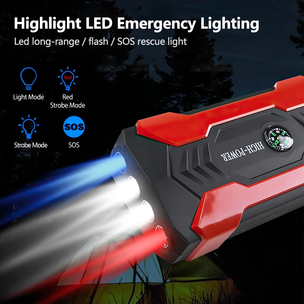 Car Jump Starter – 28000mAh 600A 12V Portable Battery Booster &amp; Power Bank with LED Flashlight