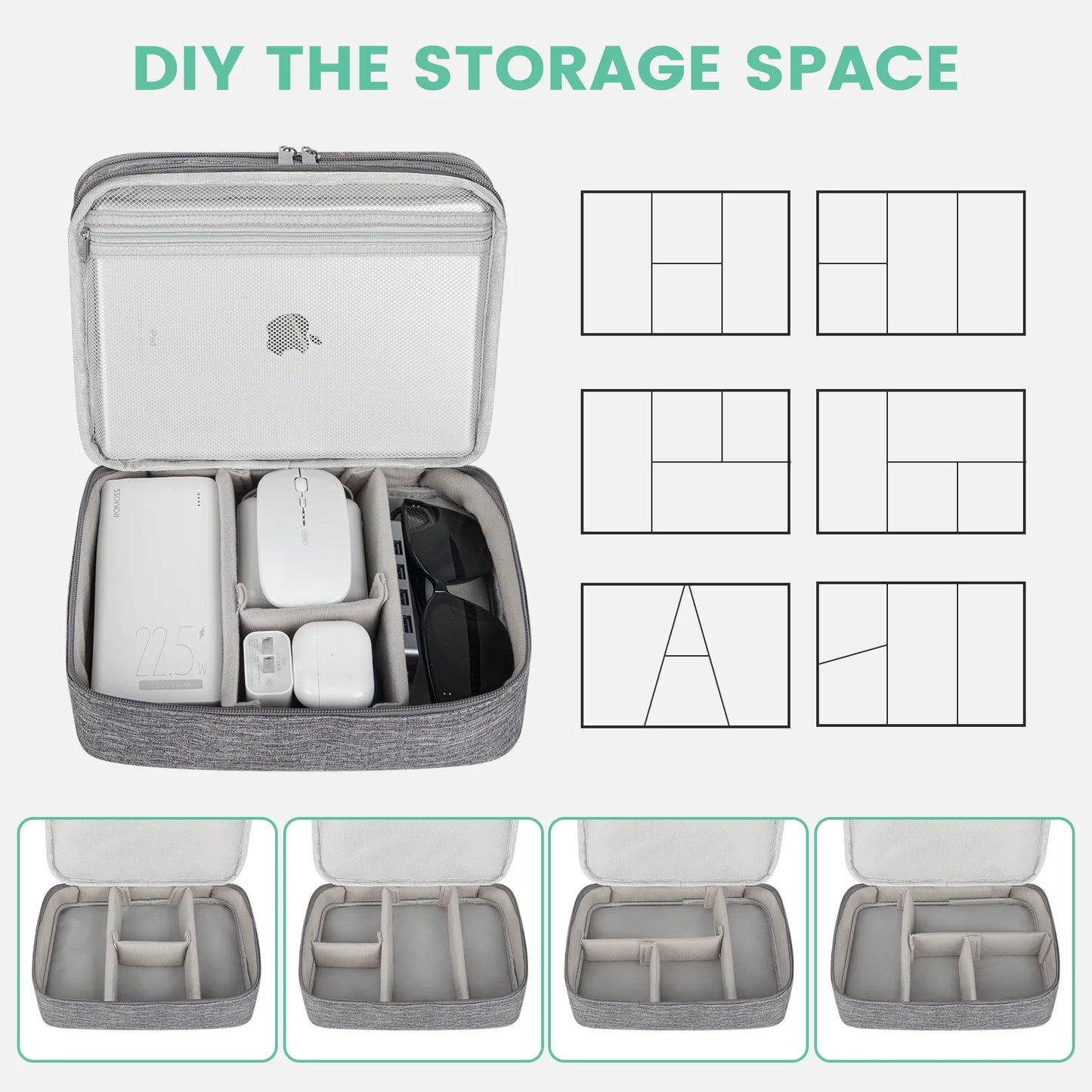Electronics Organizer Travel Case – Water-Resistant Cable Organizer Bag for Cords, Chargers & Travel Essentials