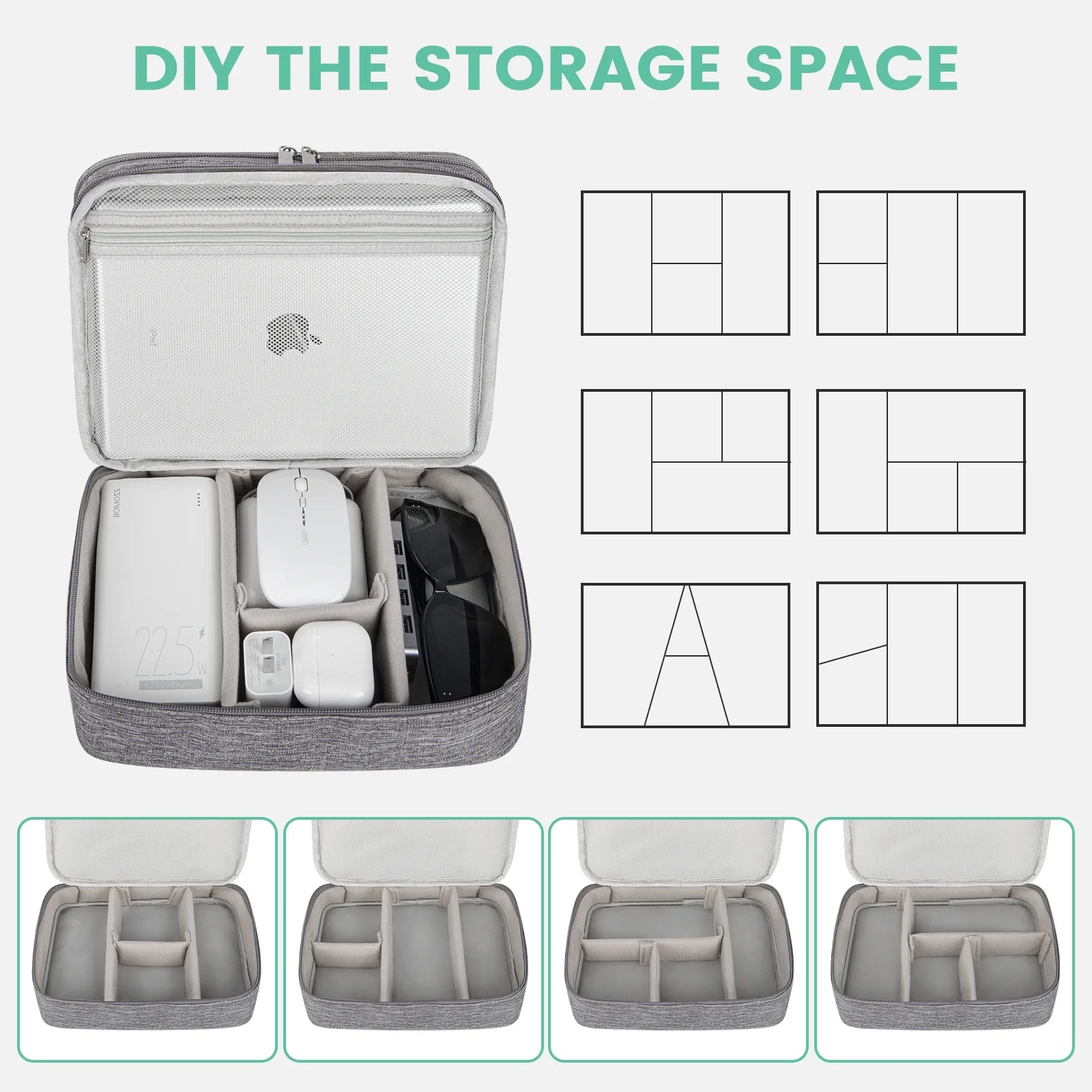Electronics Organizer Travel Case – Water-Resistant Cable Organizer Bag for Cords, Chargers & Travel Essentials