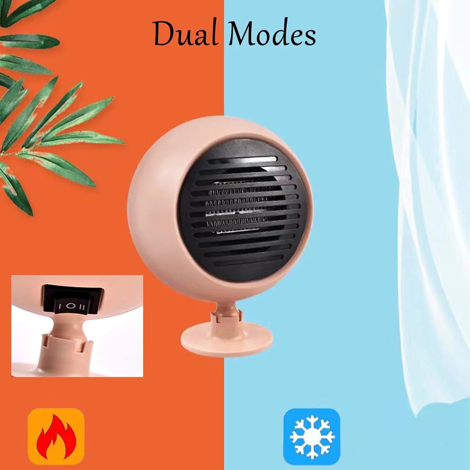 2 in 1 Portable Car Heater &amp; Cooler Fan – 180W 12V Mini Car Air Heater and Speed Cooling Fan with 360° Rotation – Pink